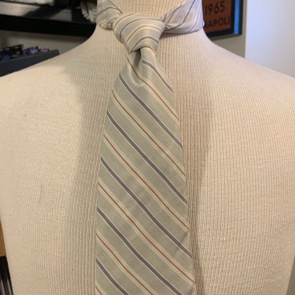 80’s YSL YVES ST LAURENT 100% SILK STRIPED DIAGONAL NECKTIE - Picture 3 of 11